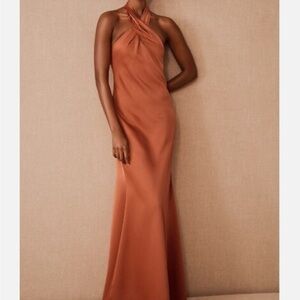 BHLDN Charmeuse Halter Gown Rust/Copper